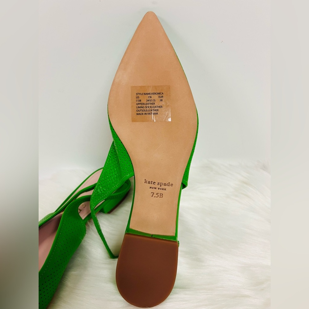 Kate Spade Veronica Perforated Leather Slingback Mules In Green NWOB - Picture 10 of 12